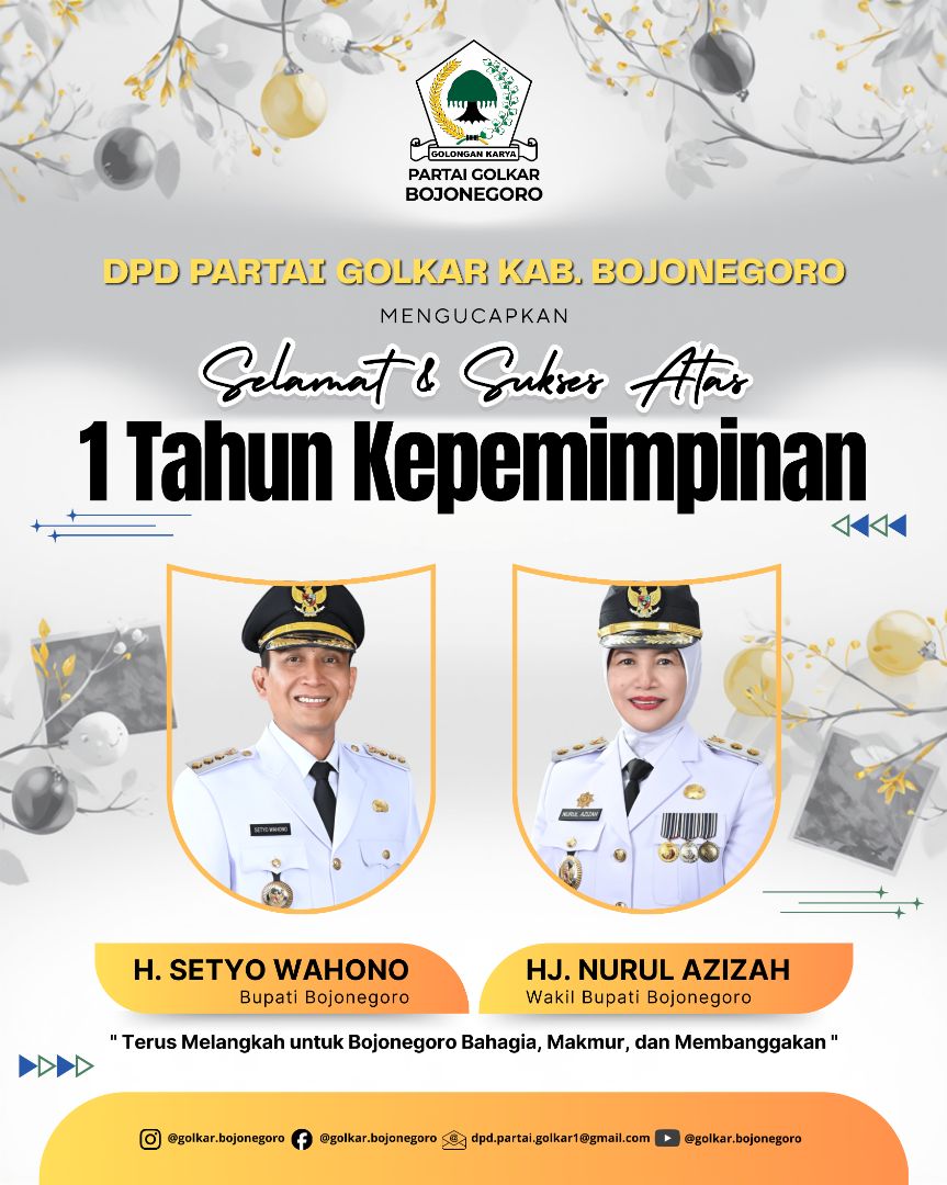 Satu Tahun Kepemimpinan Wahono-Nurul, Golkar Bojonegoro Tekankan Akselerasi Program Pro-Rakyat